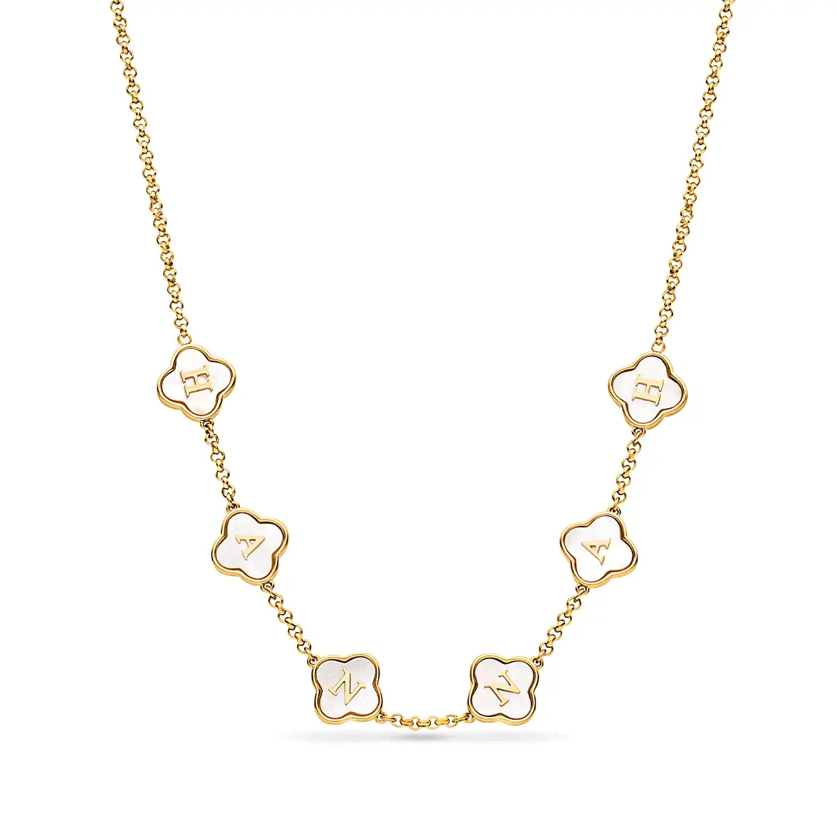 Clover Custom Name Necklace (Gold)