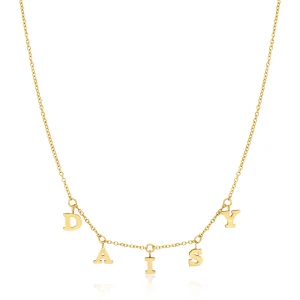 Mini Hanging Letter Name Necklace (Gold)