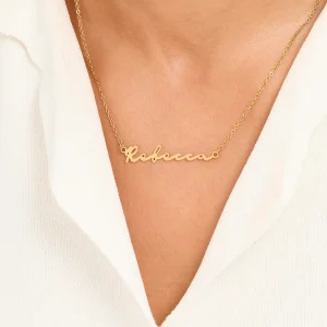 Alternative view of Signature Name Necklace (Gold)
