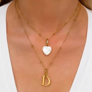 Alternative view of Letter & Birthstone Sphere Chain Layered Set (Gold)