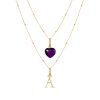 Letter & Birthstone Sphere Chain Layered Set (Gold)
